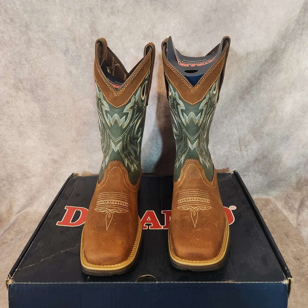 Men's Durango Rebel Western Boots in Brown and Green asize 9.5‎